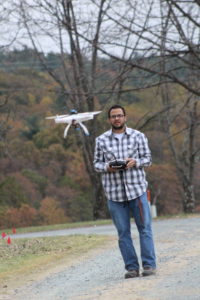 Javier González-Rocha flying a drone for Department of Aerospace Engineering